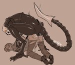 anal anal_penetration anthro balls bodily_fluids crouching duo from_behind_position genital_fluids genitals humanoid_genitalia humanoid_penis male male/male penetration penis sex size_difference dalipuff human mammal verdugo_(resident_evil)