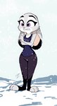 anthro bottomwear clothed clothing cold female fully_clothed outside pants shaking shirt shivering snow snowing solo tank_top toeless_legwear topwear bubblecop disney zootopia judy_hopps lagomorph leporid mammal rabbit hi_res