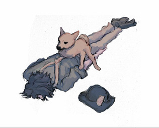 acceptance bestiality clothed clothed_sex clothing dry_humping duo featureless_crotch feral human_on_feral humor interspecies joke male male/male questionable_consent sex size_difference tail dangerous_ntn identity_v norton_campbell canid canine canis domestic_dog human mammal tagme