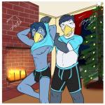 1:1 anthro assisted_exposure avian bird bluebird boxer_briefs briefs bulge christmas christmas_lights christmas_tree clothed clothing clothing_lift duo father_(lore) father_and_child_(lore) father_and_son_(lore) fire fuze hi_res holidays james_oliver josh_oliver male matching_clothing matching_outfits matching_underwear muscular muscular_male navel nipples oscine parent_(lore) parent_and_child_(lore) parent_and_son_(lore) passerine plant shirt shirt_lift son_(lore) t-shirt tank_top texnatsu thrush_(bird) topwear tree underwear