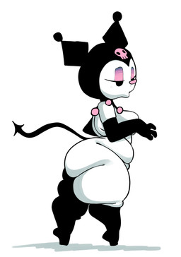anthro anthrofied armwear belly big_belly big_breasts big_butt black_eyes breasts butt clothing female legwear overweight overweight_anthro overweight_female solo spade_tail tail thick_thighs white_body north_star_500 onegai_my_melody sanrio kuromi demon lagomorph leporid mammal rabbit absurd_res hi_res