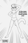 anime_style anthro female pose solo speedlines text osamu bagi_the_monster_of_mighty_nature osamu_tezuka bagi domestic_cat felid feline felis mammal 2:3 english_text hi_res monochrome