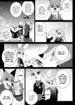 anthro clothing dialogue female fur male text uniform namagakiokami disney zootopia finnick_(zootopia) judy_hopps nick_wilde canid canine fennec_fox fox lagomorph leporid mammal rabbit red_fox true_fox comic english_text hi_res monochrome