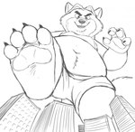 anthro belly bottomwear city clothing feet foot_fetish humanoid_hands macro male navel outside overweight overweight_male shorts solo dj-rodney disney zootopia gideon_grey canid canine fox mammal red_fox true_fox 2017 hi_res