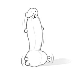 ambiguous_gender black_eyes cock_body cock_transformation dot_eyes short_arms short_legs simple_eyes solo transformation white_body gabigabi chiikawa chiikawa_(character) low_res monochrome