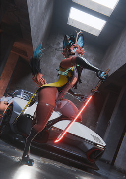 anthro antlers car clothed clothing coat cyberpunk flaccid genitals horn inside laser_sword looking_at_viewer male melee_weapon on_one_leg open_mouth penis solo standing sword topwear translucent translucent_clothing vehicle weapon wings sanythefox cd_projekt_red cyberpunk_2077 sany_van_fox lagomorph mammal wolpertinger 3d_(artwork) absurd_res digital_media_(artwork) hi_res