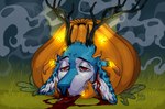 anthro blood_pool corpse death death_focus decapitation food fruit gore holidays light macabre male plant pumpkin solo tongue tongue_out kolkolukija halloween kiba_(kibanashote) spooky_(disambiguation) absurd_res hi_res portrait