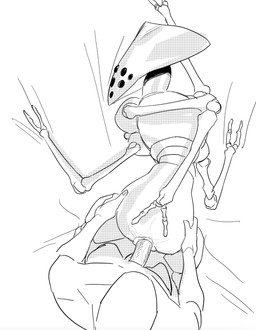 4_arms animal_genitalia anthro anthro_penetrated balls bird's-eye_view bodily_fluids cloaca cloaca_juice cloaca_juice_on_penis cloacal cloacal_penetration doggystyle female female_on_human female_penetrated from_behind_position genital_fluids genitals high-angle_view hip_grab human_on_anthro human_penetrating human_penetrating_anthro humanoid_genitalia humanoid_penis interspecies looking_back male male/female male_on_anthro male_penetrating male_penetrating_female multi_arm multi_eye multi_limb penetration penis sex teratophilia trypophobia francis_xie teraurge bykaas_(teraurge) arthropod human mammal dithering hi_res monochrome
