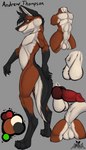 andrew_(ajizza) anthro anus balls butt color_swatch erection genitals knot male nude penis pose residents solo ajizza_(artist) canid canine mammal maned_wolf hi_res model_sheet pinup