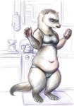 anthro appliance black_eyes cellphone claws clothed clothing container cup cute_fangs electronics female fur grey_body grey_fur handwear kitchen kitchen_appliance looking_at_object microwave_oven mug oven oven_mitts panties phone plate semi-anthro shirt slightly_chubby smartphone solo tan_body tan_fur tank_top topwear underwear underwear_only oddwilds domestic_ferret mammal mustelid musteline true_musteline weasel 2023 hi_res