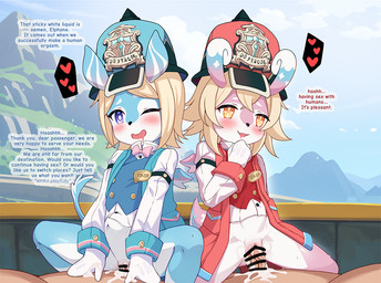 abdominal_bulge adult_on_young age_difference anthro anthro_penetrated biped blonde_hair blue_body blush blush_lines bodily_fluids bottomless censored_genitalia clitoris clothed clothing cowgirl_position crouching_cowgirl cum cum_in_vagina cum_inside detailed_background dialogue drooling erection female female_on_top female_penetrated from_front_position genital_fluids genitals group hair hat headgear headwear human_on_anthro human_penetrating human_penetrating_anthro interspecies larger_male loli looking_pleasured male male/female male_on_bottom male_penetrating male_penetrating_female multicolored_body older_male on_bottom on_top outside penetration penile penile_penetration penis penis_in_vagina pink_body saliva sex size_difference smaller_female text thick_thighs topwear vaginal vaginal_penetration vein veiny_penis vulva white_body young younger_female luxus48 genshin_impact mihoyo aeval_(genshin_impact) elphane_(genshin_impact) human mammal melusine_(genshin_impact) censored english_text