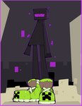 ambiguous_gender anthro black_body black_skin border clothing creeper_face footwear footwear_only front_view green_clothing green_footwear green_shoes humor long_legs mostly_nude outline purple_border purple_eyes purple_glow purple_outline purple_sclera shoes shoes_only socks solo standing the_end_(minecraft) thigh_gap thin_calves thin_legs thin_thighs white_clothing white_footwear white_socks fungirussy microsoft minecraft mojang xbox_game_studios enderman 2023 hi_res