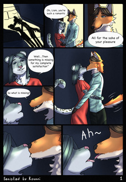 anthro bedroom cheek_tuft clothing dialogue dress duo facial_tuft female fluffy fluffy_ears fluffy_tail gingerbread_man grey_body kissing love male male/female manedwolf moan neck_tuft romantic shadow shirt smile tail text tongue tongue_out topwear tuft kotani kotanifur canid canine canis felid leopard mammal pantherine snow_leopard wolf absurd_res comic english_text hi_res