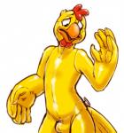 5_fingers anthro beak bulge fingers glistening inflatable latex male nozzle nude open_mouth pool_toy simple_background solo white_background cubi gus_(flir) animate_inanimate avian bird chicken galliform gallus_(genus) living_inflatable phasianid 2014 digital_drawing_(artwork) digital_media_(artwork)