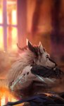 anthro detailed_background fur horn male solo text white_body white_fur nomax mythology zarko dragon furred_dragon furred_scalie mythological_creature mythological_scalie scalie wingless_dragon 2021 digital_media_(artwork) hi_res url