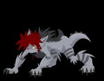 angry anthro ass_up attack attack_pose claws collar eye_scar facial_scar fluffy fluffy_chest fur grey_body grey_fur hair heartless_symbol male red_hair scar simple_background solo spiked_collar spikes spines tail thick_calves thin_thighs transparent_background yellow_eyes zarjhan_mary kingdom_hearts kingdom_hearts_3 square_enix fan_character zareth_(zarjhan_mary) deishun_(species) heartless monster alpha_channel