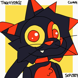 animated_gif black_body blinking collar fur male red_body red_fur simple_background solo whiskers theenyface domestic_cat felid feline felis mammal 1:1 animated short_playtime