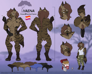 abs animal_genitalia animal_penis anthro anus ball_tuft balls black_tongue breasts brown_body brown_fur canine_genitalia canine_penis cigarette claws clothed clothed/nude clothing facial_expressions facial_piercing fangs_bared front_view fur genitals growling gynomorph hair intersex knot knotted_penis lesbian_pride_colors lgbt_pride mane mane_hair markings muscular muscular_gynomorph muscular_intersex nose_piercing nude pawpads paws penis piercing pride_colors rear_view short_tail simple_background solo spots spotted_markings spread_anus spreading striped_markings stripes tail teeth text tongue tongue_out tongue_piercing tuft conditional_dnp grinn3r hyena mammal 2025 absurd_res english_text hi_res model_sheet