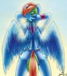 1vladislav 2012 anthro anthrofied arms_behind_head blue_fur chameleon-vlad cutie_mark equine female friendship_is_magic fur hair horse mammal multi-colored_hair my_little_pony outside pegasus pony rainbow_dash_(mlp) rainbow_hair solo wings
Rating: Questionable
Score: 6
User: lemongrab
Date: March 11, 2014