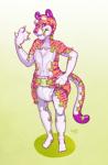 anthro clothing diaper male plantigrade purple_eyes simple_background solo stripes kadawampus animate_inanimate diaper_creature felid mammal pantherine tiger hi_res