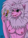 anthro bent_arm breasts card female fluffy fur hair holding_card holding_object holding_single_card mane mane_hair monster_of_the_day nipples nude pink_body pink_fur raised_hand solo tucked_arm swift_(artist) sailor_moon_(series) falion cardian felid lion mammal pantherine 2012 digital_media_(artwork) half-length_portrait portrait