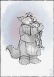 anthro apron bodily_fluids bottomwear clothing duo eyes_closed hug male pants sad shirt slightly_chubby tears topwear r4c00n disney zootopia duke_weaselton gideon_grey canid canine fox mammal mustelid musteline red_fox true_fox true_musteline weasel 2023 hi_res sketch