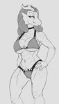 anthro clothing dreadlocks female horn looking_at_viewer seductive simple_background smile solo standing underwear shycryptid dungeons_and_dragons hasbro wizards_of_the_coast talessa_(character) dragonborn_(dnd) scalie 2020 monochrome sketch