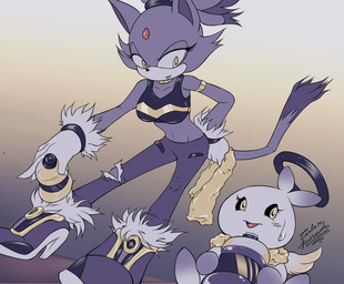 ambiguous_gender anthro biped black_sclera bodily_fluids bottle bottomwear clothing container crop_top duo exercise eyelashes female footwear forehead_gem fur gem gloves gym halo handwear high_heels holding_bottle holding_container holding_object lidded_eyes midriff navel pants purple_body purple_fur shirt shoes sitting sports_drink sweat sweatdrop sweatpants topwear torn_bottomwear torn_clothing torn_pants white_body white_clothing white_gloves white_handwear wings workout workout_clothing yellow_eyes divasaorin sega sonic_the_hedgehog_(series) blaze_the_cat chao_(sonic) domestic_cat felid feline felis hero_chao mammal 2019 digital_drawing_(artwork) digital_media_(artwork) full-length_portrait portrait purple_theme signature