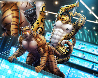 abs anal anal_penetration anthro anthro_on_anthro anthro_penetrated anthro_penetrating anthro_penetrating_anthro bar biceps black_hair black_penis blush bodily_fluids countershading cum dominant duo erection exhibitionism fur genital_fluids genitals hair holding_fixture humanoid_genitalia humanoid_penis leopard_spots male male/male male_penetrated male_penetrating male_penetrating_male markings muscular muscular_bottom muscular_dom muscular_male muscular_sub muscular_top nipples nude pecs penetration penile penile_penetration penis pole public public_erection sex spots spotted_body spotted_fur strip_club stripper stripper_pole submissive submissive_male voyeur yellow_body yellow_fur dream_and_nightmare goldeneyeuro kai_tak_(goldeneyeuro) night_(dream_and_nightmare) felid jaguar mammal pantherine tiger 5:4