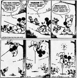 4_fingers ambiguous_gender anthro beak clothed clothing dialogue feral fingers footwear gloves group handwear male motion_lines open_beak open_mouth outside plant shoes speech_bubble tail text tree trio walking ub_iwerks walt_disney_(artist) win_smith disney public_domain mickey_mouse avian bird mammal mouse murid murine rodent 1930 20th_century absurd_res ancient_art black_and_white comic english_text hi_res monochrome signature
