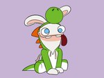 anthro blinking blue_eyes buckteeth closed_smile clothed clothed_anthro clothed_male clothing costume derp_eyes featureless_legs fully_clothed fully_clothed_anthro fully_clothed_male fur green_costume green_tail long_ears male male_anthro mitten_hands mouth_closed multicolored_body no_pupils noseless orange_spines purple_background red_tongue simple_background sitting smile solo spines tail tail_motion tailwag tan_inner_ear teeth tongue tongue_out two_tone_body white_body white_fur white_tail insertthenewblhere mario_bros mario_plus_rabbids_kingdom_battle nintendo raving_rabbids rayman_(series) ubisoft rabbid_yoshi lagomorph mammal rabbid 2024 2d_animation 4:3 animated crossover digital_media_(artwork) english_description flat_colors frame_by_frame hi_res