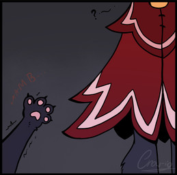ambiguous_anthro ambiguous_gender anthro black_border border claws clothing duo grey_background pawpads pink_pawpads red_clothing simple_background crow-ig cult_of_the_lamb massive_monster_(studio) lamb_(cult_of_the_lamb) narinder bovid caprine domestic_cat felid feline felis mammal sheep 2025 digital_drawing_(artwork) digital_media_(artwork) hi_res signature