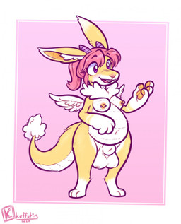4_fingers anthro balls breasts feathered_wings feathers fingers fur genitals gynomorph hair horn intersex navel nipples open_mouth pawpads pink_hair ponytail purple_eyes simple_background smile solo standing tail white_body white_fur wings yellow_body yellow_fur keffotin mythology soleil_(keffotin) dragon furred_dragon furred_scalie hybrid lagomorph leporid mammal mythological_creature mythological_scalie rabbit scalie 2020 hi_res trans_(lore) trans_woman_(lore)