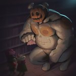anthro crouching for_a_head group hair horn male musclegut muscular pink_body pumpkin_head scarf white_body huzzhuz deltarune undertale_(series) jackenstein kris_(deltarune) ralsei susie_(deltarune) bovid caprine goat mammal object_head digital_drawing_(artwork) digital_media_(artwork) hi_res