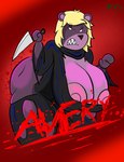 angry annoyed anthro areola areola_outline bent_over big_areola big_breasts big_butt big_nipples blonde_hair blood blood_splatter bodily_fluids breasts butt cleavage cloak cloak_only clothed clothing female glare glaring_at_viewer grimace hair holidays knife leaning leaning_forward legwear looking_at_viewer nipple_outline nipple_slip nipples robe robe_only solo stockings thick_thighs thigh_highs torn_cloak torn_clothing torn_legwear torn_robe torn_stockings torn_thigh_highs m4n halloween avery_(m4n) bear mammal absurd_res hi_res