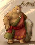 anthro brown_body brown_fur clothed clothing fur humanoid_hands male overweight overweight_anthro overweight_male solo funo848nofu sdorica furygrowl bear mammal 2018