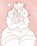 anthro belly clothed clothing duo heart_symbol hug male size_difference smaller_male tongue tongue_out danji-isthmus allison_(danji-isthmus) bear mammal digital_drawing_(artwork) digital_media_(artwork) hi_res