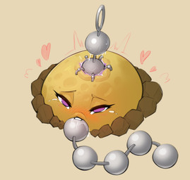 all_the_way_through anal_beads anal_piercing anus blush bodily_fluids female heart_symbol penetration piercing pink_eyes saliva sex_toy simple_background solo tears bwydxm electronic_arts plants_vs._zombies popcap_games potato_mine_(pvz) hi_res