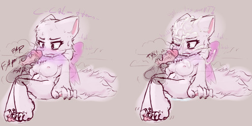 anthro blush bodily_fluids bow_ribbon breasts bukkake cum cum_on_breasts cum_on_face cum_string cumshot cumshot_on_face duo ejaculating_on_another ejaculation female fur genital_fluids genitals grey_body grey_fur humanoid_genitalia humanoid_penis looking_at_genitalia looking_at_penis male male/female masturbation nervous nude offscreen_character one_eye_closed open_mouth pawpads paws penis simple_background steam sweat sweatdrop text tuft vaginal_fluids white_body white_fur anonymous_artist bittersweet_candy_bowl lucy_(bcb) mike_(bcb) domestic_cat felid feline felis mammal hi_res