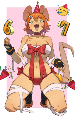 anthro biped blush breasts claws clothed clothed_anthro clothed_female clothing feet female fingers front_view fur hair kneeling looking_at_viewer meme_pose navel simple_background smile solo tail toes flowerpigeon73 mammal mouse murid murine rodent invalid_tag 2026 absurd_res digital_drawing_(artwork) digital_media_(artwork) hi_res meme