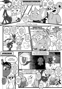 8_panel_comic angry anthro big_breasts big_butt biped black_body black_fur black_text bodily_fluids bow_ribbon breasts butt claws closed_smile dialogue ellipsis exclamation_point eyebrows eyelashes eyes_closed eyewear featureless_breasts female feral fingers forehead_gem fur gem glasses group hair handkerchief heart_pupils heart_symbol horn kerchief male motion_lines mouth_closed open_mouth open_smile paws pose pupils quadruped question_mark saliva sharp_teeth smile sparkles speech_bubble standing tail talking_to_another tears teeth text tongue tongue_out white_body white_fur white_pupils white_sclera heavenlyproductions nintendo pokemon absol eeveelution generation_2_pokemon generation_3_pokemon generation_4_pokemon generation_5_pokemon generation_6_pokemon generation_8_pokemon greninja human mammal oshawott pokemon_(species) raboot scorbunny shinx sylveon teddiursa zorua 2025 absurd_res comic english_text hi_res monochrome