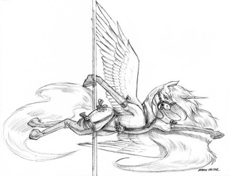 bridle dancing female feral garter_belt_leggings garter_straps harness horn pole pole_dancing reins simple_background solo spread_wings white_background wings baron_engel friendship_is_magic hasbro my_little_pony mythology princess_celestia_(mlp) equid equine mammal mythological_creature mythological_equine winged_unicorn graphite_(artwork) monochrome traditional_media_(artwork)