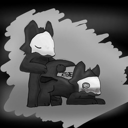 anal anal_penetration anthro duo eye_roll genitals inside latex male male/male penetration penile penile_penetration penis penis_in_ass ktore_(artist) changed_(video_game) puro_(changed) canid canine canis latex_creature mammal wolf 1:1 hi_res monochrome