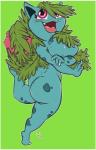 2015 anthro anthrofied breasts butt elemental_creature female flora_fauna fuf generation_1_pokemon hi_res ivysaur nintendo non-mammal_breasts nude open_mouth pinup plant pokemon pokemon_(species) pokemorph pose scalie solo