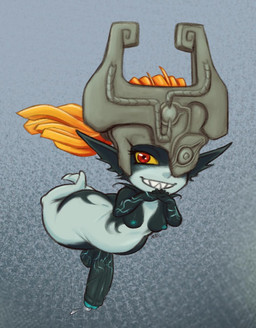balls big_butt bodily_fluids breasts butt erection genital_fluids genitals gynomorph gynomorph_humanoid intersex intersex_humanoid levitation looking_at_viewer nipples not_furry nude penis precum shortstack shortstack_gynomorph shortstack_intersex solo thick_thighs madslads nintendo the_legend_of_zelda twilight_princess midna humanoid mammal twili digital_media_(artwork) hi_res