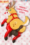 animal_genitalia animal_penis anus balls big_balls black_balls blush butt clothing cosmic_background equine_genitalia equine_penis femboy feral fur genitals green_eyes heart_symbol legwear logo male male_feral merry_christmas mistletoe mistletoe_on_horn penis plant raised_tail red_clothing red_legwear red_nose red_thigh_highs solo starry_background tail tan_body tan_fur thigh_highs sleazychuad rudolph_the_red-nosed_reindeer deer mammal new_world_deer reindeer 2024 absurd_res artist_logo hi_res