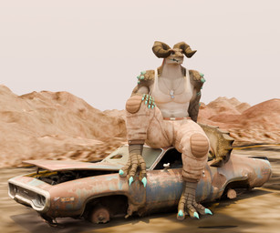 anthro blue_body blue_claws bottomwear cammo car claws clothing desert dog_tags grey_body male outside pants shirt sitting solo tank_top topwear vehicle f3nrisulfr vulgarvictor_(modeler) fallout microsoft plymouth daddyclaw_(vulgarvictor) deathclaw scalie 3d_(artwork) 6:5 absurd_res blender_(artwork) blender_cycles_(artwork) digital_media_(artwork) english_description hi_res