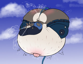 air_from_butt air_from_ear air_from_mouth air_from_navel air_inflation anthro badge belly belly_blush belly_expansion belt big_belly big_breasts big_butt big_cheeks big_navel black_belt black_clothing black_topwear black_vest blue_bottomwear blue_clothing blue_pants blue_shirt blue_sky blue_topwear blush body_blush body_inflation bottomwear breast_expansion breasts buckteeth butt butt_blush butt_expansion cheek_expansion close_to_bursting clothed clothing cloud expansion female female_anthro floating grey_body grey_ears grey_tail hose hose_in_butt hose_inflation huge_belly huge_breasts huge_butt huge_cheeks huge_navel hyper hyper_belly hyper_breasts hyper_butt hyper_cheeks hyper_inflation hyper_navel immobile implied_popping inflation multicolored_body navel open_belt open_mouth outie_navel outside pants pink_inner_ear pink_nose puffed_cheeks purple_eyes red_mouth scut_tail shirt short_tail sky solo stretch_marks tail teeth three-quarter_view tight_clothing topwear two_tone_body two_tone_tail vest white_body white_tail alvro disney zootopia judy_hopps european_rabbit lagomorph leporid mammal oryctolagus rabbit 2026 colored digital_media_(artwork) flat_colors hi_res