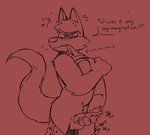 anthro biting_shirt blush bodily_fluids bottomwear bottomwear_down clothed clothing clothing_lift dialogue genitals male masturbation pants pants_down partially_clothed penile penile_masturbation penis shirt shirt_in_mouth shirt_lift solo sweat text topwear deanthebobcat undertale undertale_(series) doggo_(undertale) canid canine canis domestic_dog mammal english_text