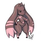 anthro big_butt breasts butt female genitals lips nipples pink_nipples pussy simple_background slightly_chubby solo white_background wide_hips cautioncat bandai_namco digimon digimon_(species) lagomorph lopmon mammal low_res